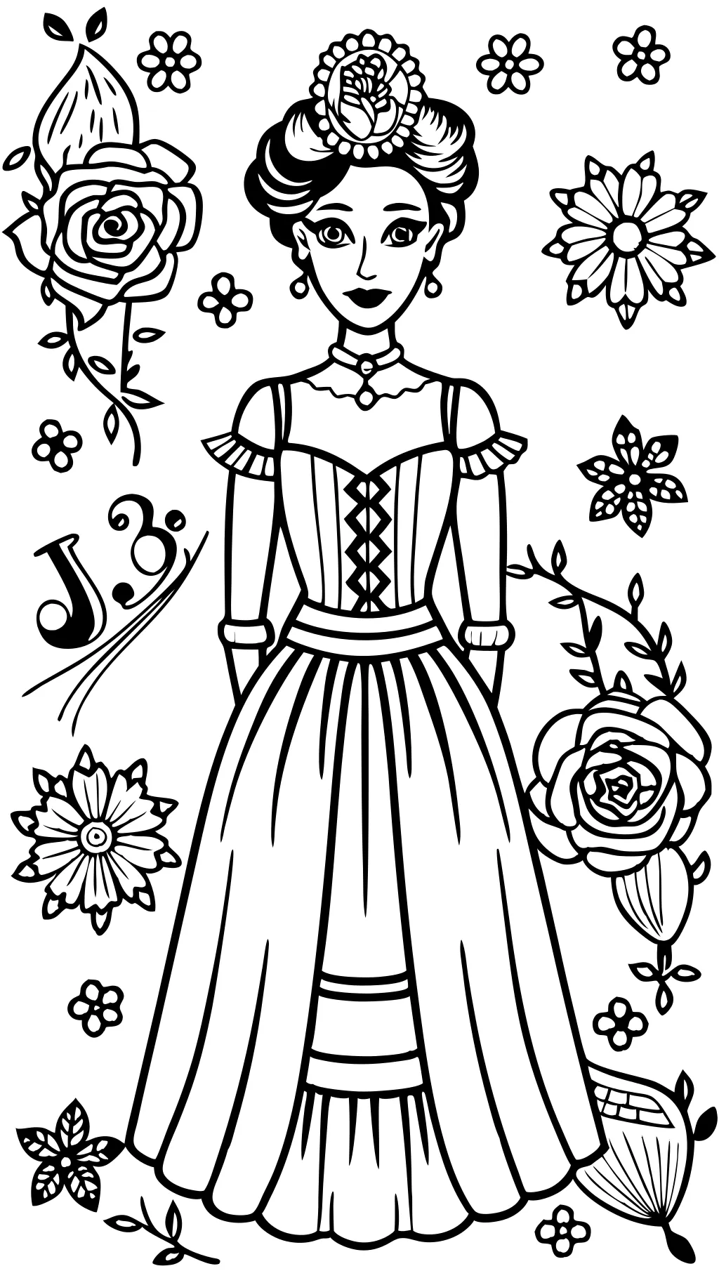 coloring pages of lady